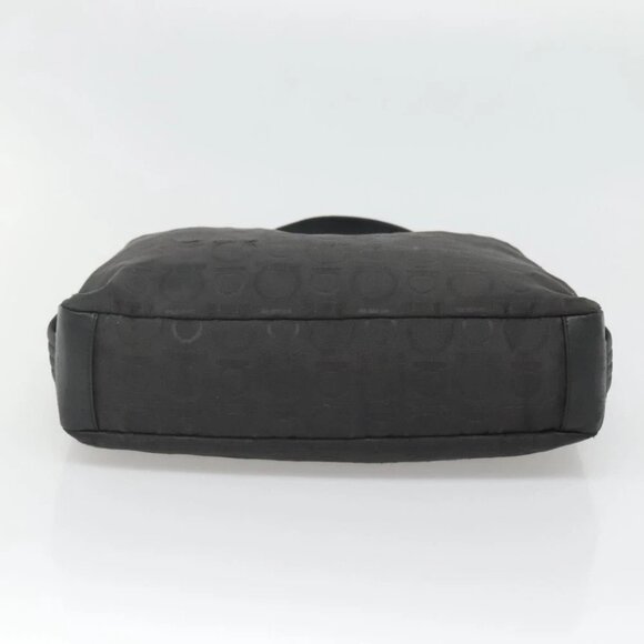 Salvatore Ferragamo Gancini Bag Canvas Leather Black Silver Auth bs26905 - Picture 6 of 16